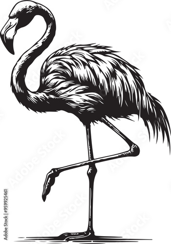 flamingo bird vector design clipart flat style artwork photo