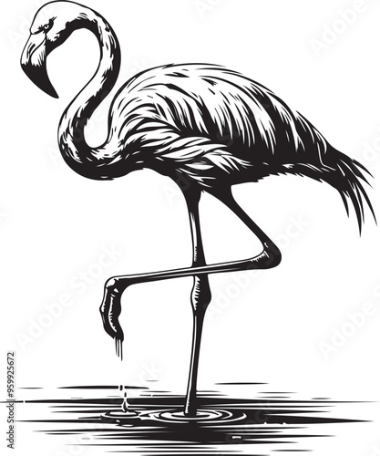 flamingo bird vector design clipart flat style artwork