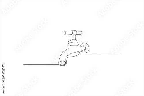 continuous line vector illustration design of water tap