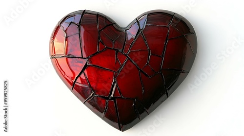 Broken heart on white background. Love and broken heart concept. photo