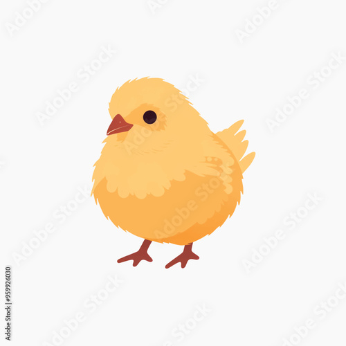 Cute fluffy yellow chick illustration
