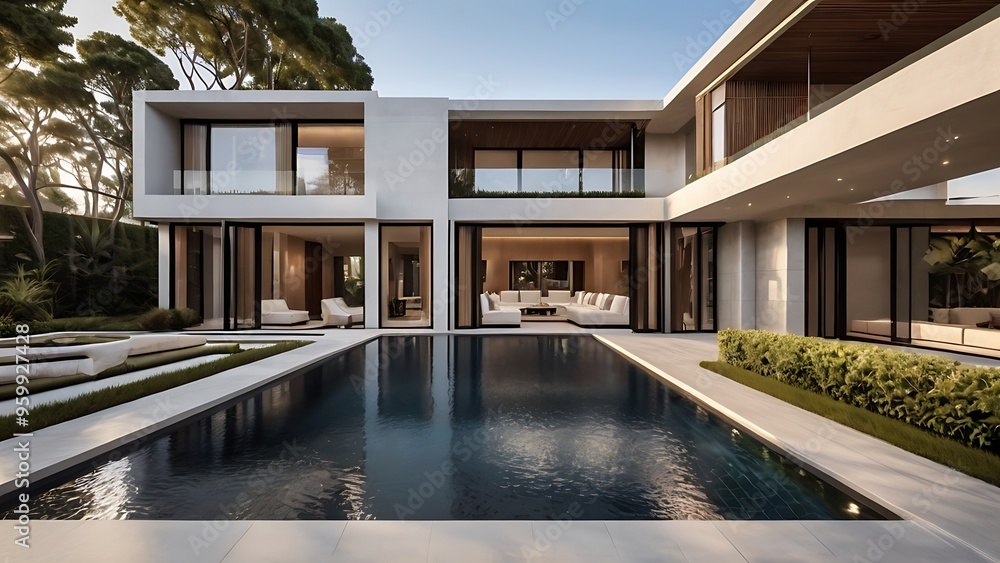 Fototapeta premium luxury villa with a beautiful swimming pool