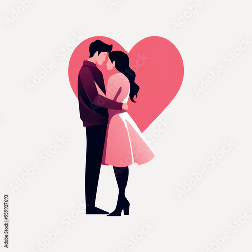 Romantic couple embracing heart
