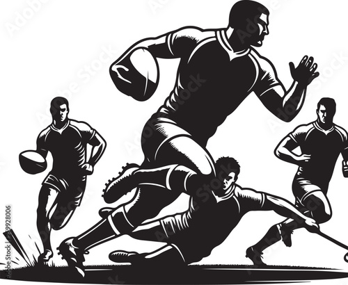 football rugby player vector design clipart flat style artwork