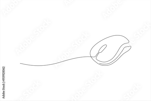 computer mouse continuous line vector illustration design