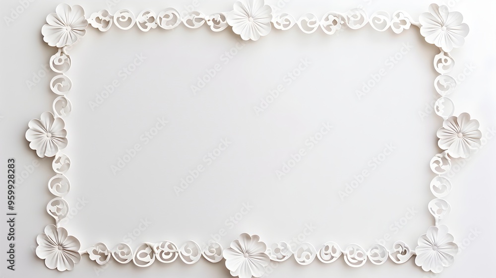 Elegant Scalloped Edge Rectangular Line Frame for Baby Announcements and Invitations on White Background Elegant Scalloped Edge Rectangular Line Frame for Baby Announcements and Invitations on White Background