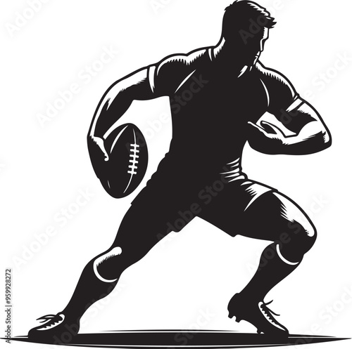 football rugby player vector design clipart flat style artwork