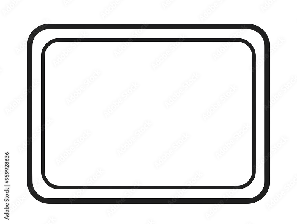 Simple Rectangular Line Frame with Rounded Edges on White Background Simple Rectangular Line Frame with Rounded Edges on White Background