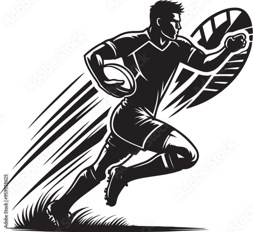 football rugby player vector design clipart flat style artwork