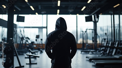 A man in a hoodie standing in a gym photo