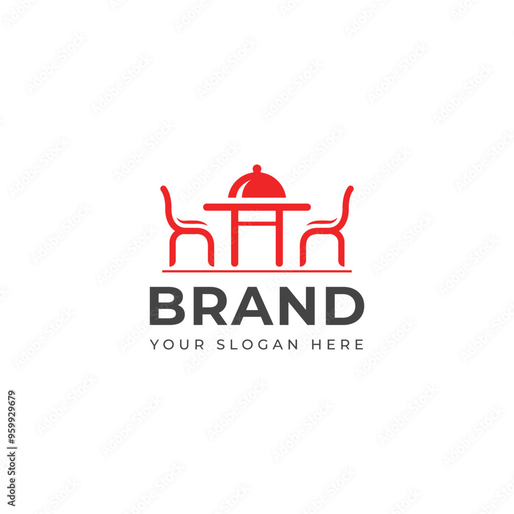 Let's eat and table chair logo design Let's eat and table chair logo design