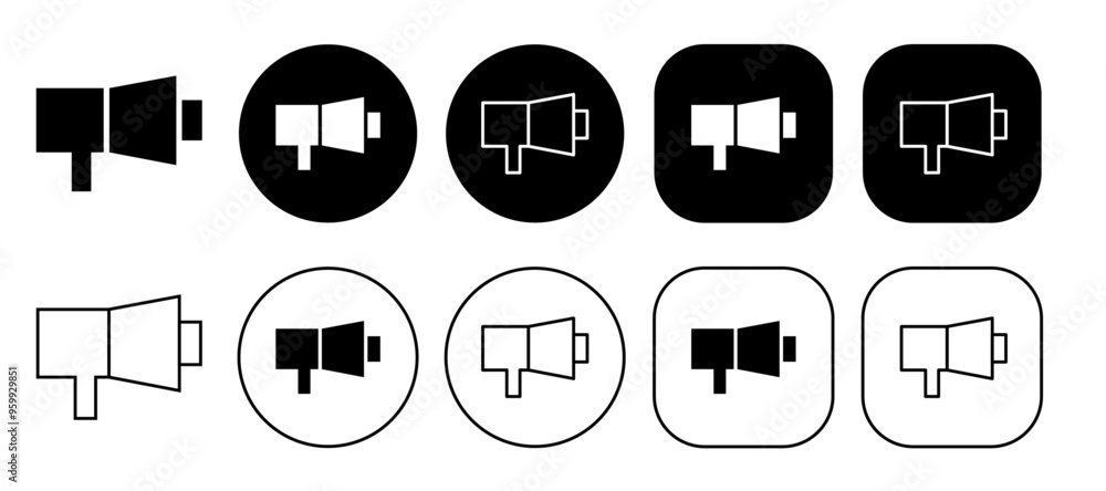 Black Megaphone Speaker Toa Solid and Outline Icon Black Megaphone Speaker Toa Solid and Outline Icon