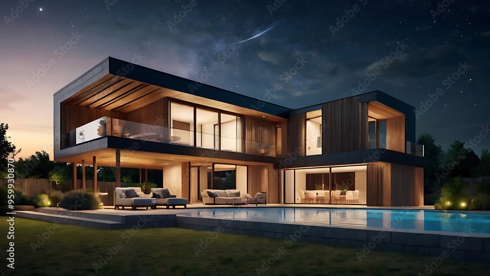 luxury villa in the night luxury villa in the night