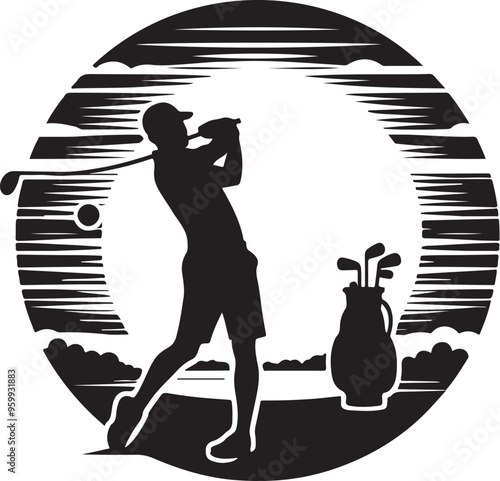 golf player vector design clipart flat style artwork photo