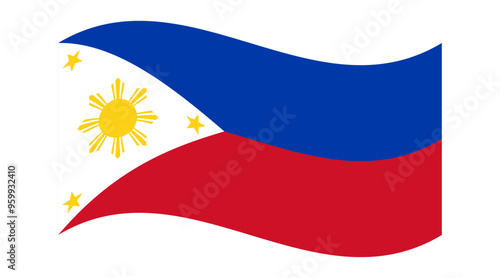 Wavy flag of Philippines, isolated on a transparent background. Flag of the Republic of the Philippines. Vector illustration