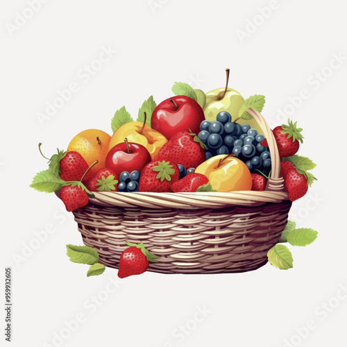Fresh fruits in woven basket