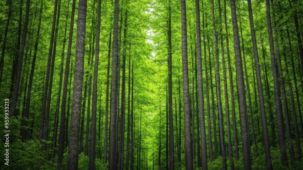 A serene and lush forest scene showcasing tall trees and vibrant green foliage, perfect for nature lovers and outdoor enthusiasts. A serene and lush forest scene showcasing tall trees and vibrant green foliage, perfect for nature lovers and outdoor enthusiasts.