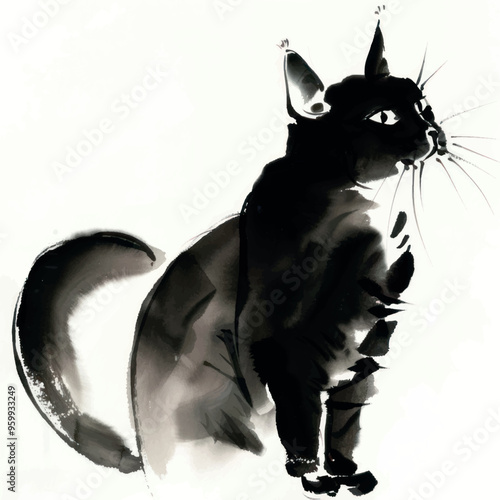 Elegant black cat illustration