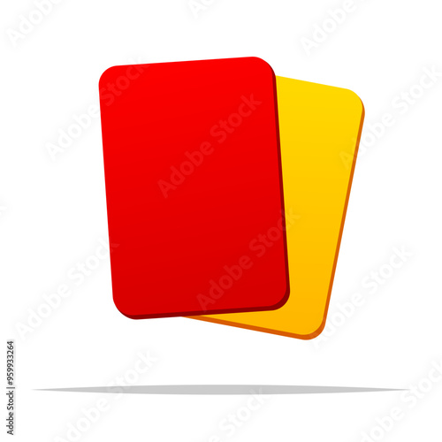 Football referee red and yellow card vector isolated illustration
