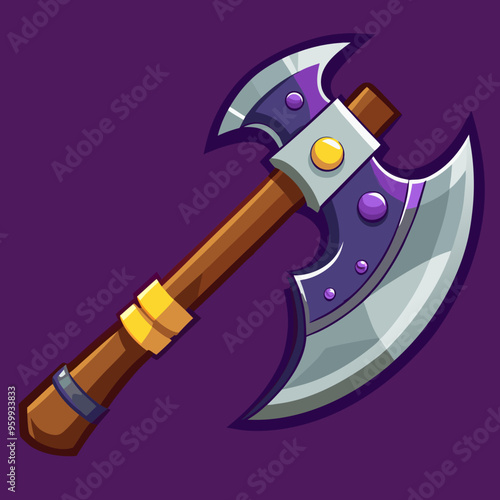 steel axe vector illustration medieval weapon