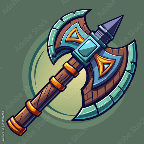 steel axe vector illustration medieval weapon