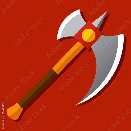 steel axe vector illustration medieval weapon