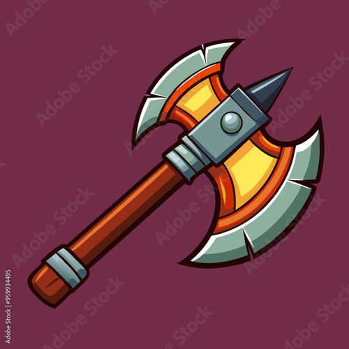 steel axe vector illustration medieval weapon