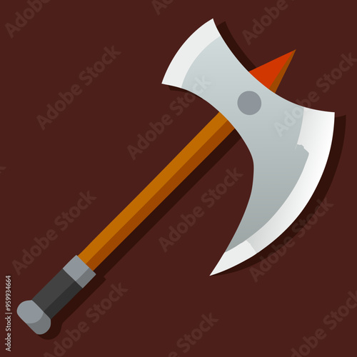 steel axe vector illustration medieval weapon