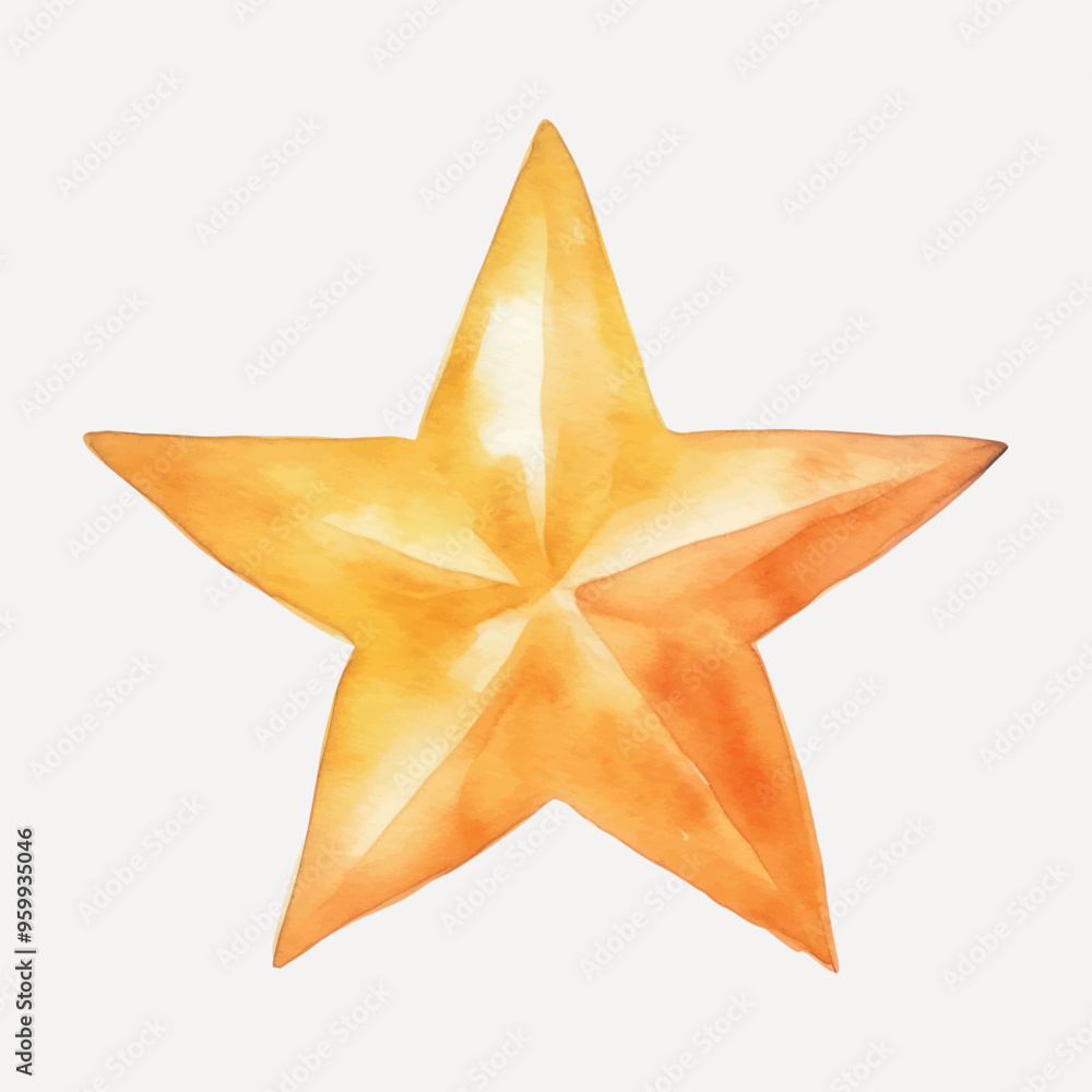 Watercolor golden star illustration Watercolor golden star illustration