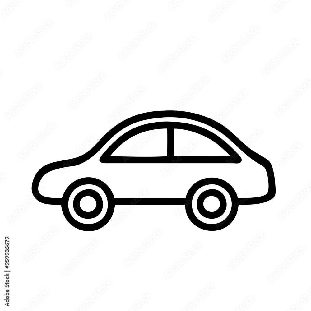 Fototapeta premium Minimalist black and white car icon, transportation and vehicle concept