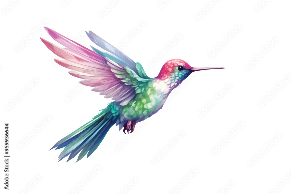 Fototapeta premium Hummingbird animal flying white background