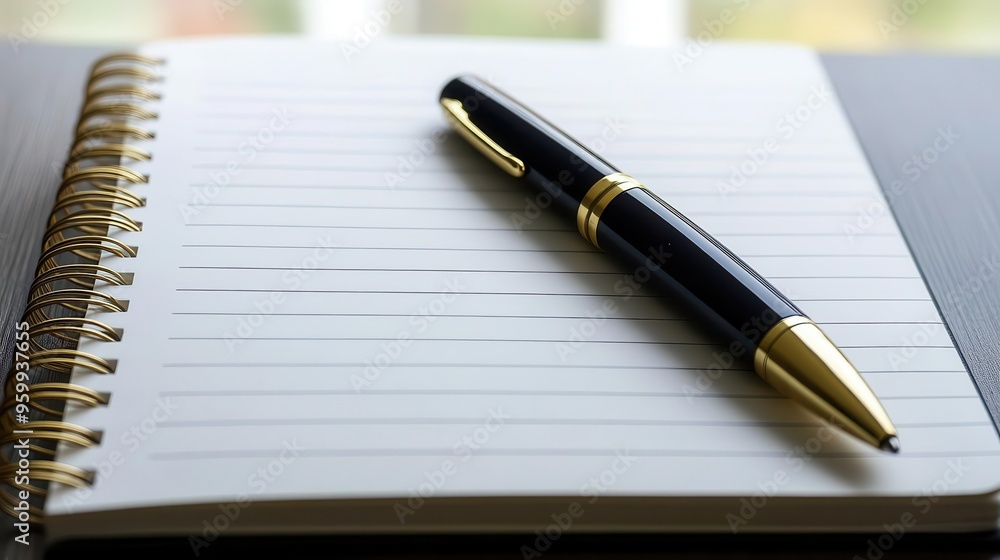Blank page in a notebook with a pen, ready for writing a new chapter Blank page in a notebook with a pen, ready for writing a new chapter