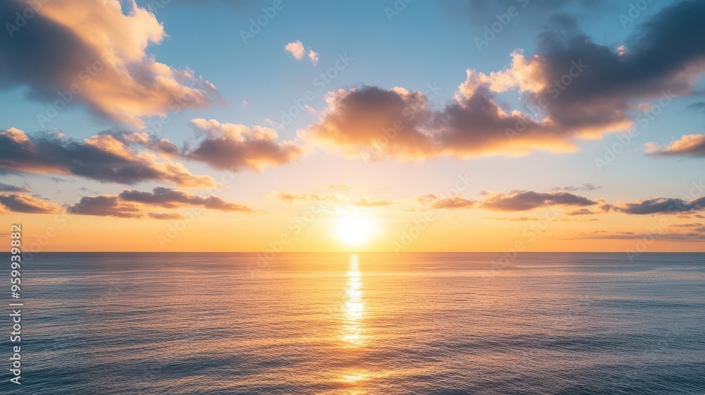 Fototapeta premium Sunrise over a calm ocean, symbolizing new beginnings and fresh starts