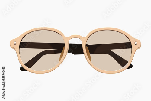 Trendy round beige sunglasses