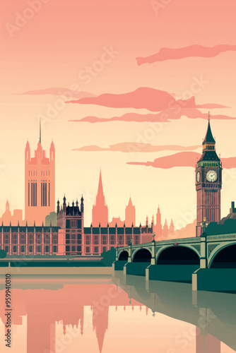Iconic London skyline illustration