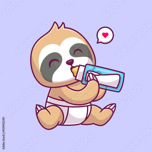 Cute Sloth Baby Drinking Milk Cartoon Vector Icon Illustration.
Animal Drink Icon Concept Isolated Premium Vector. Flat
Cartoon Style