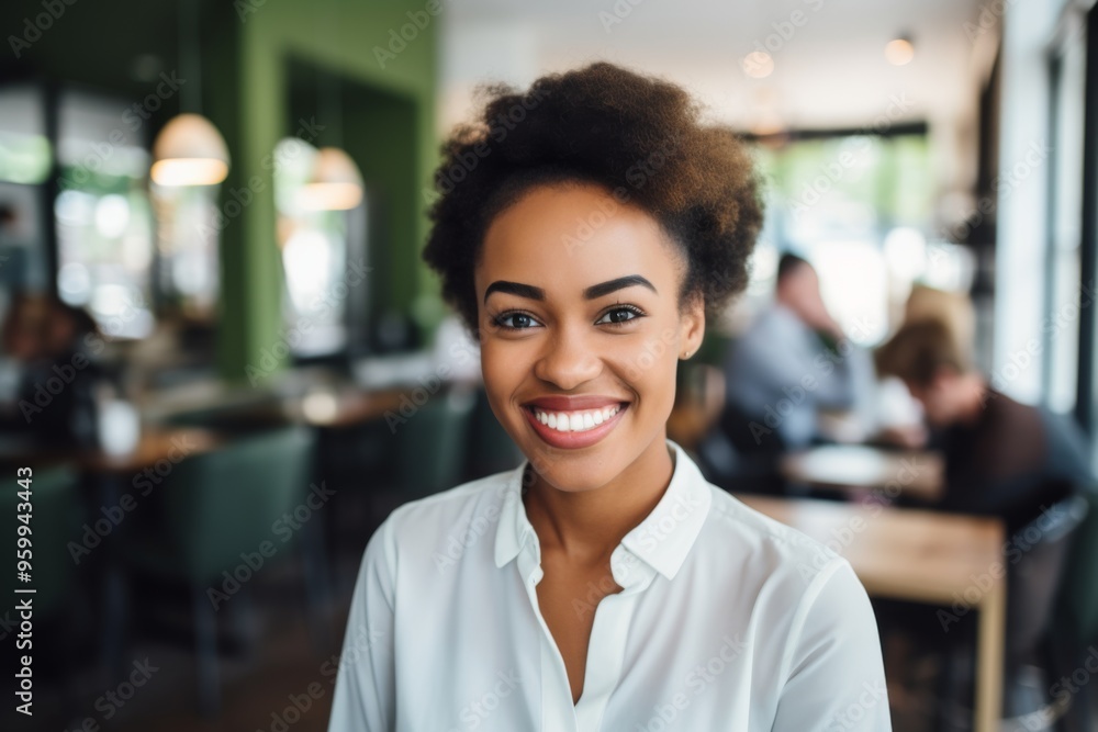 Smiling portrait of a young female barista Smiling portrait of a young female barista