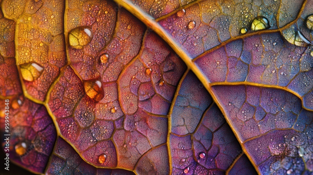 Fototapeta premium Macro Photography of Dewdrops on a Leaf