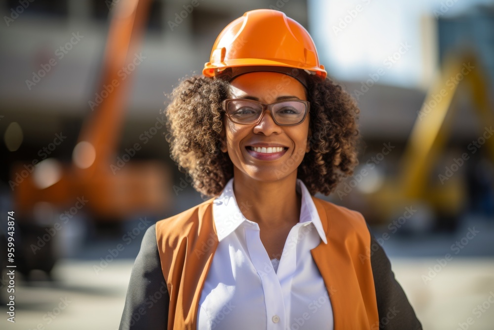 Portrait of a smiling middle aged businesswoman on construction site Portrait of a smiling middle aged businesswoman on construction site
