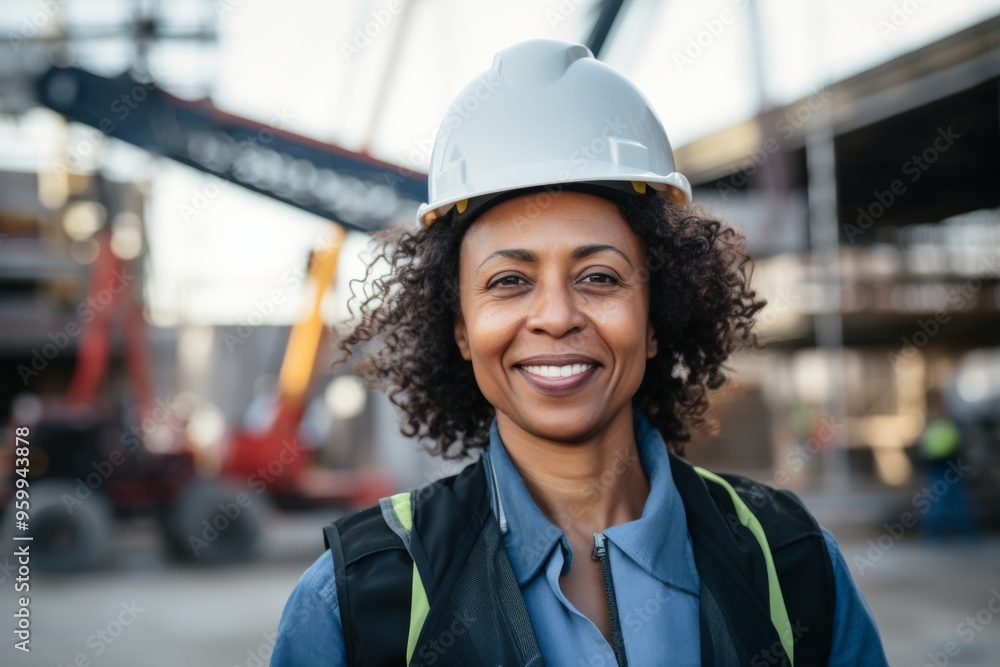Portrait of a smiling middle aged businesswoman on construction site Portrait of a smiling middle aged businesswoman on construction site
