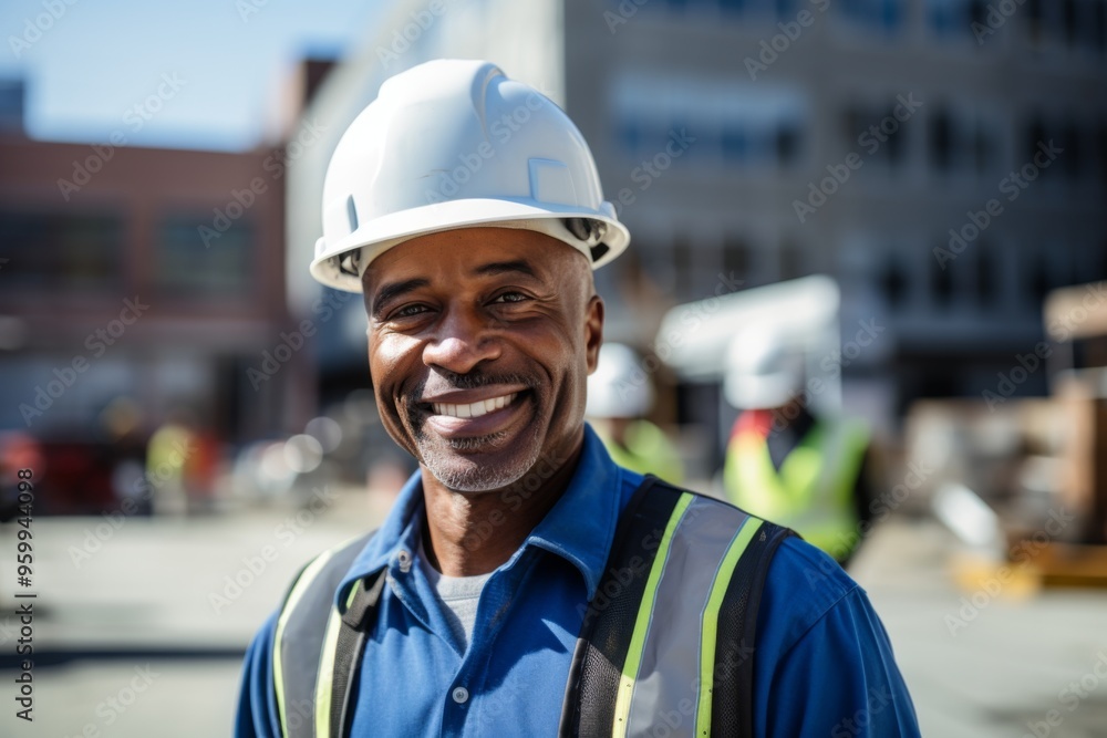 Portrait of a smiling middle aged businessman on construction site Portrait of a smiling middle aged businessman on construction site
