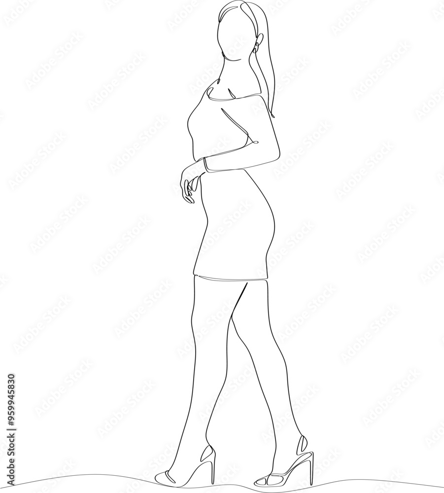 Fashion Woman Abstract Line Art Drawing. Woman in Trendy Linear Style Art Design for Posters, Prints, Social Media. Vector illustration Fashion Woman Abstract Line Art Drawing. Woman in Trendy Linear Style Art Design for Posters, Prints, Social Media. Vector illustration