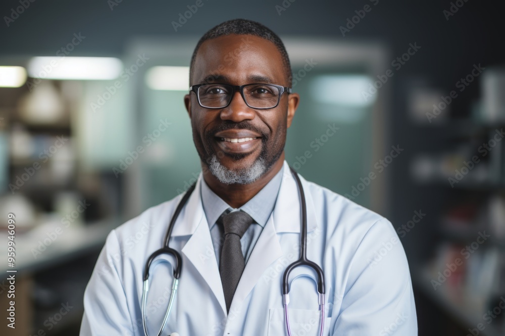 Portrait of a smiling middle aged male doctor in hospital Portrait of a smiling middle aged male doctor in hospital