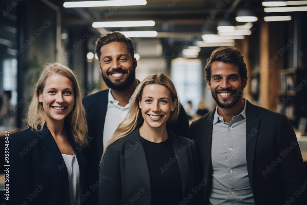 Smiling group portrait of diverse business people in office Smiling group portrait of diverse business people in office