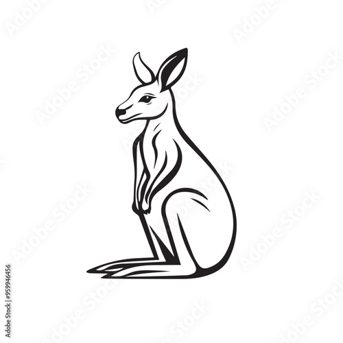 Kangaroo in cartoon, doodle style . Image for t-shirt, web, mobile apps and ui. Isolated 2d vector illustration in logo, icon, sketch style, Eps 10, black and white. AI Generative photo