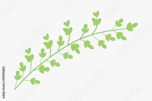 Minimalistic green leafy branch illustration