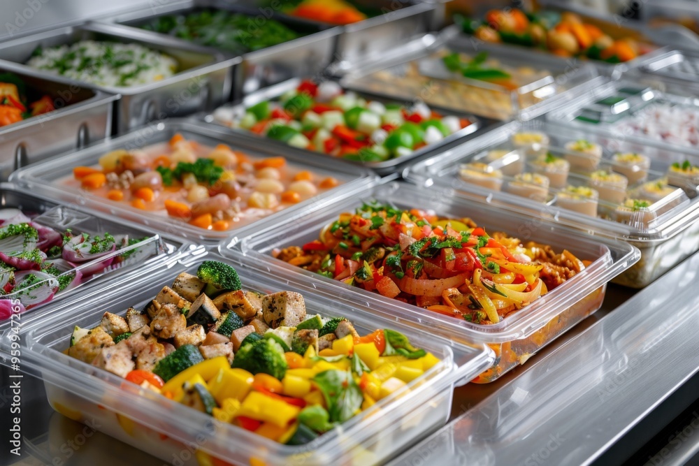 Catering food in plastic boxes Catering food in plastic boxes