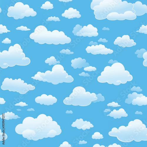 Blue sky with fluffy clouds