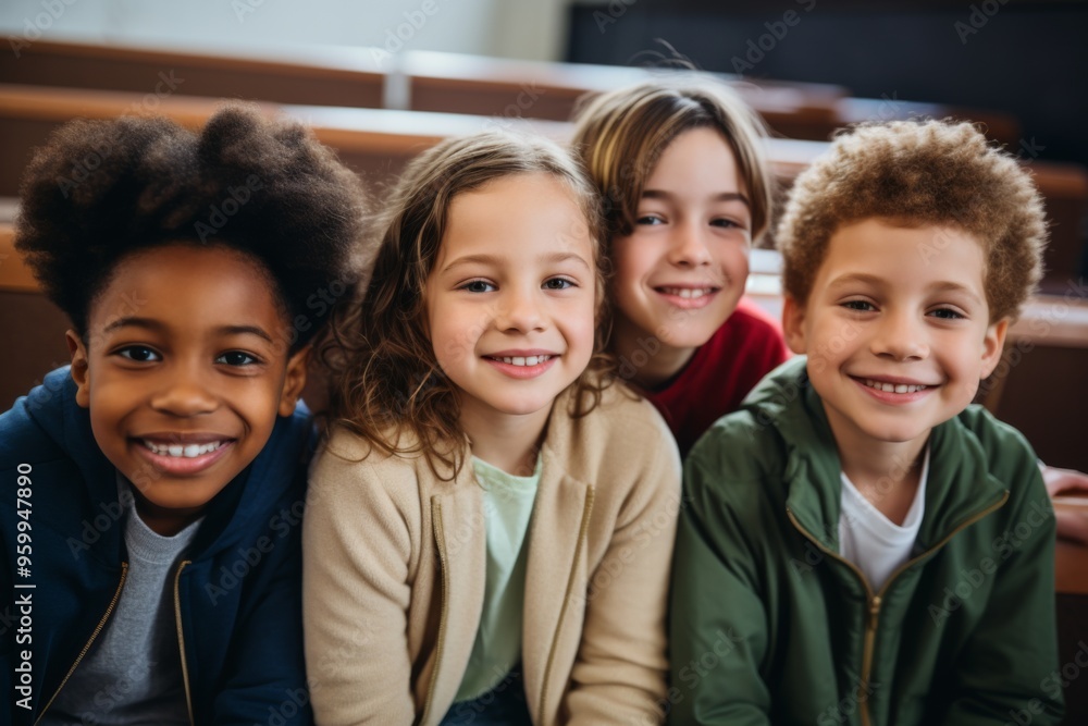 Portrait of a smiling group of elementary school kids Portrait of a smiling group of elementary school kids
