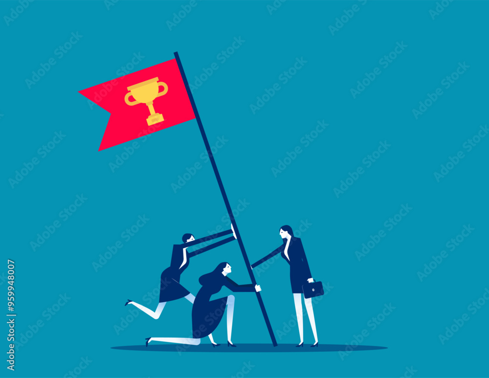 Assistance. Flag as a symbol of success and heights, goal achievement Assistance. Flag as a symbol of success and heights, goal achievement